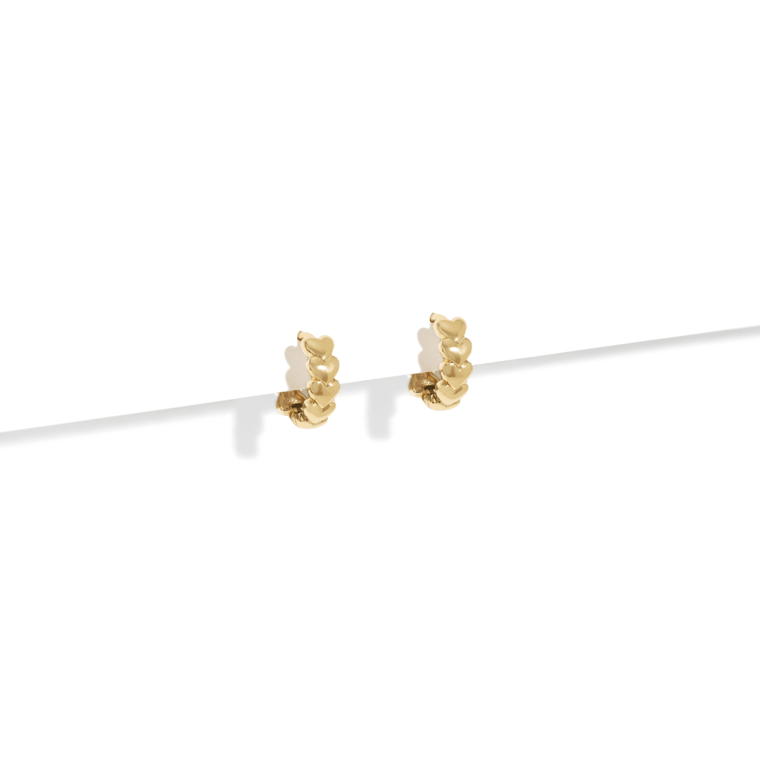 GOLD SWEETHEART HOOPS - ARETES - Malandra Jewelry - ZWA110-QX06514