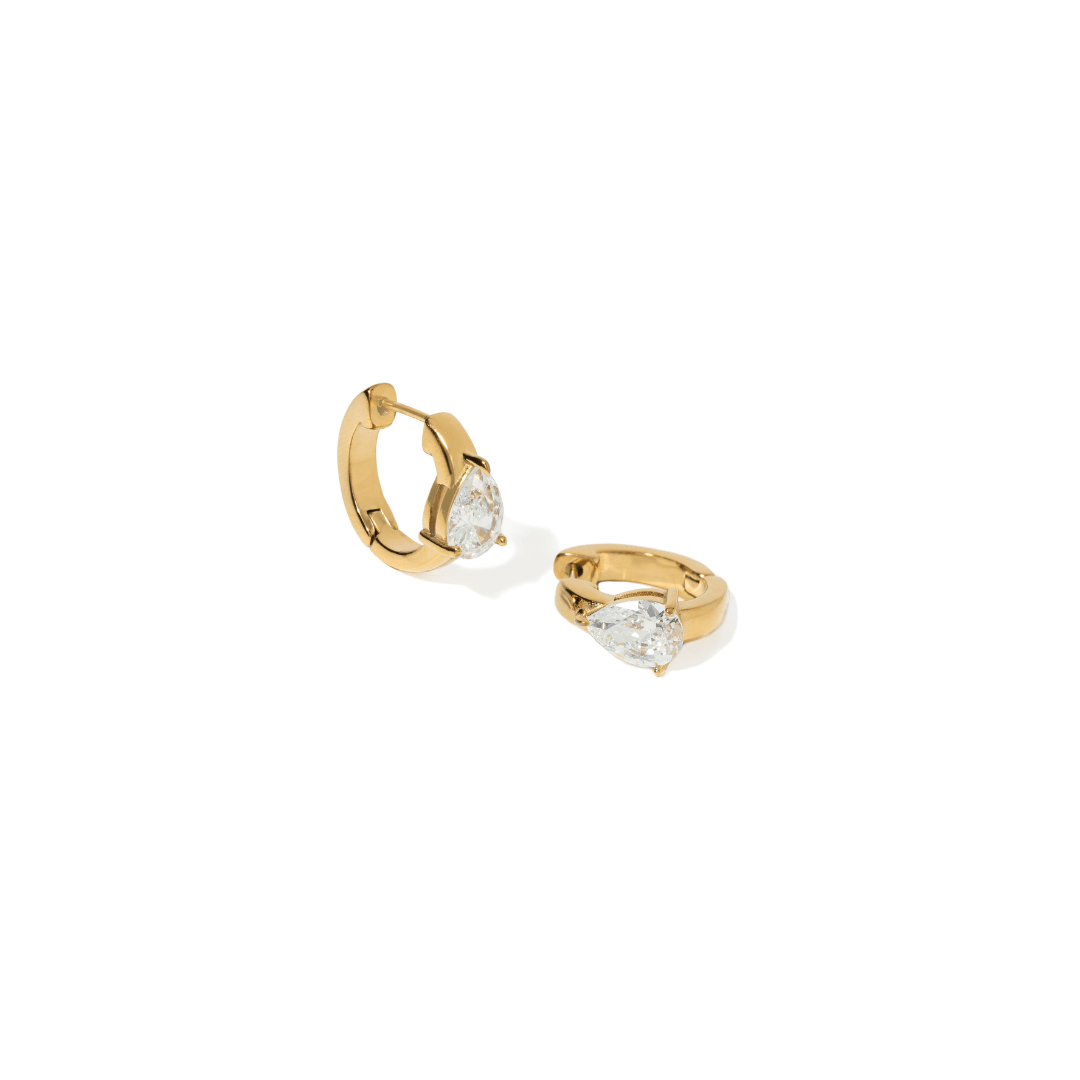 GOLD TEARDROP LUMI EARRINGS - ARETES - Malandra Jewelry - EUWA320-JDE0108026-2