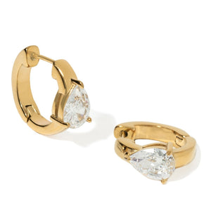 GOLD TEARDROP LUMI EARRINGS - ARETES - Malandra Jewelry - EUWA320-JDE0108026-2