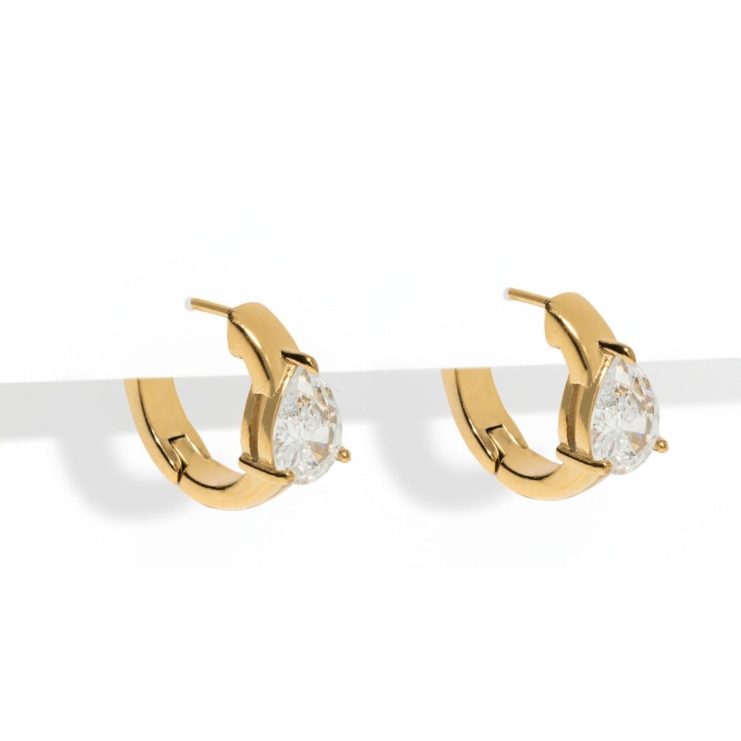 GOLD TEARDROP LUMI EARRINGS - ARETES - Malandra Jewelry - EUWA320-JDE0108026-2