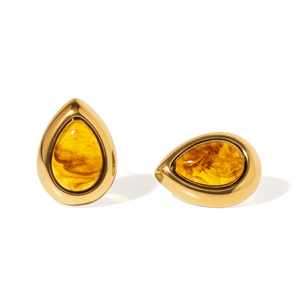 Gold Toffee Drop Studs - ARETES - Malandra Jewelry - EUWA696-JDE0107075-BR