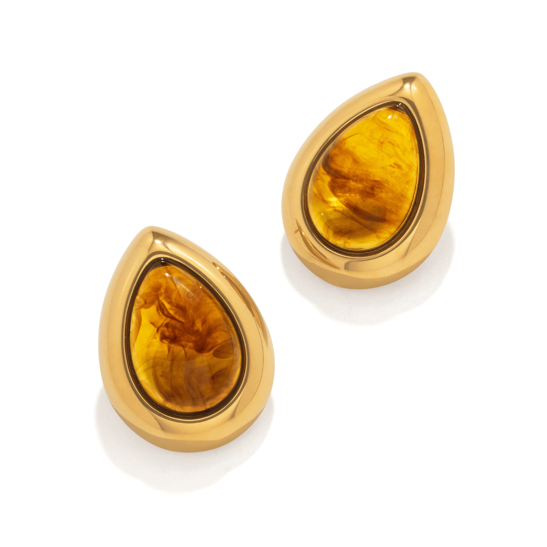 Gold Toffee Drop Studs - ARETES - Malandra Jewelry - EUWA696-JDE0107075-BR
