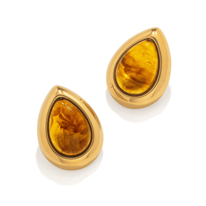 Gold Toffee Drop Studs - ARETES - Malandra Jewelry - EUWA696-JDE0107075-BR