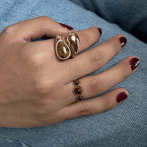 Gold Toffee Stone Ring - ANILLOS - Malandra Jewelry - EUWR749-JDR0307006