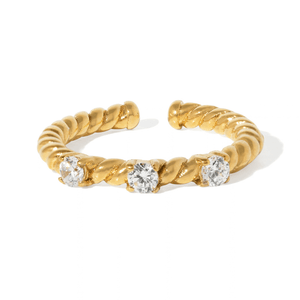Gold Twist Crystal Ring - ANILLOS - Malandra Jewelry - EUWR686-JDR0107039