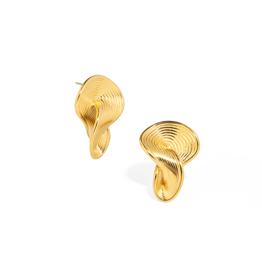 GOLDEN ABSTRACT CHUNKY EARRINGS - ARETES - Malandra Jewelry - EUWA176 - JDE2408041