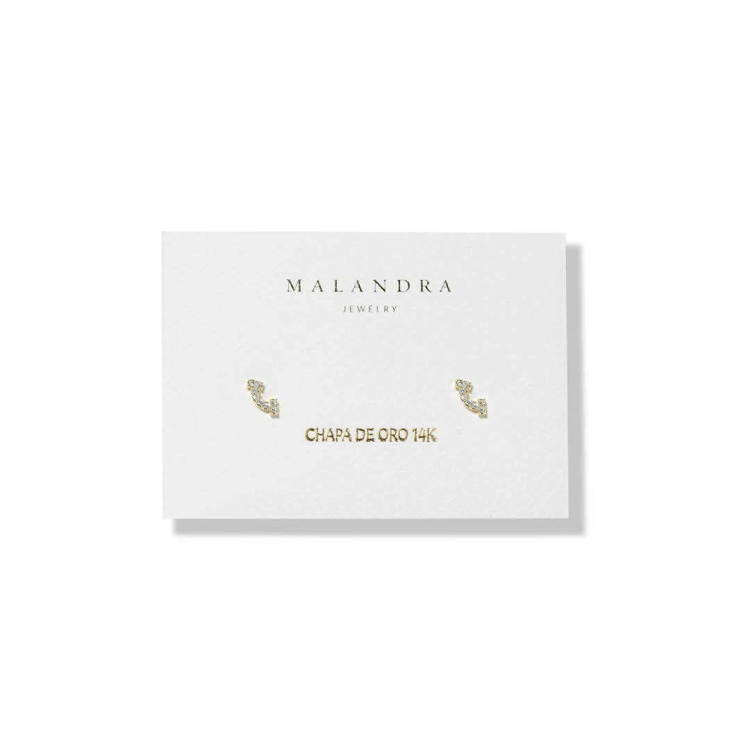 GOLDEN ARC MINI EARRINGS - ARETES - Malandra Jewelry - ZWA76 - QX00829