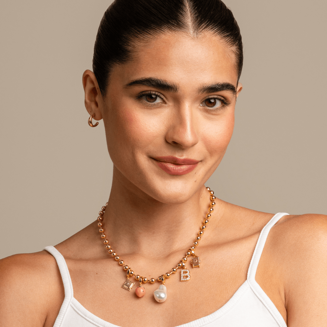 Golden Beads Necklace - COLLARES - Malandra Jewelry - EYHC13-HN11