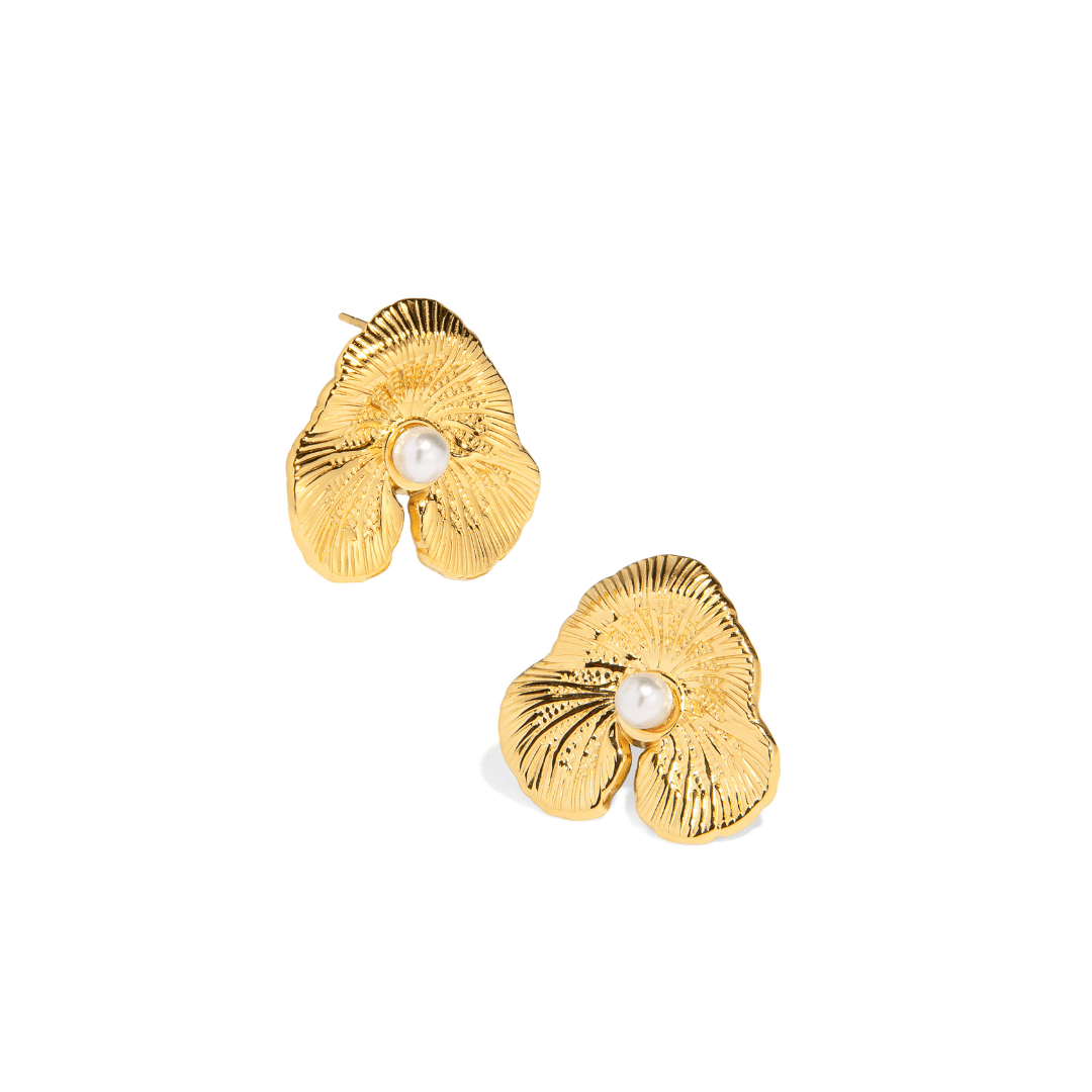 GOLDEN BLOOM PEARL EARRINGS - ARETES - Malandra Jewelry - EUWA197 - JDEW2410035
