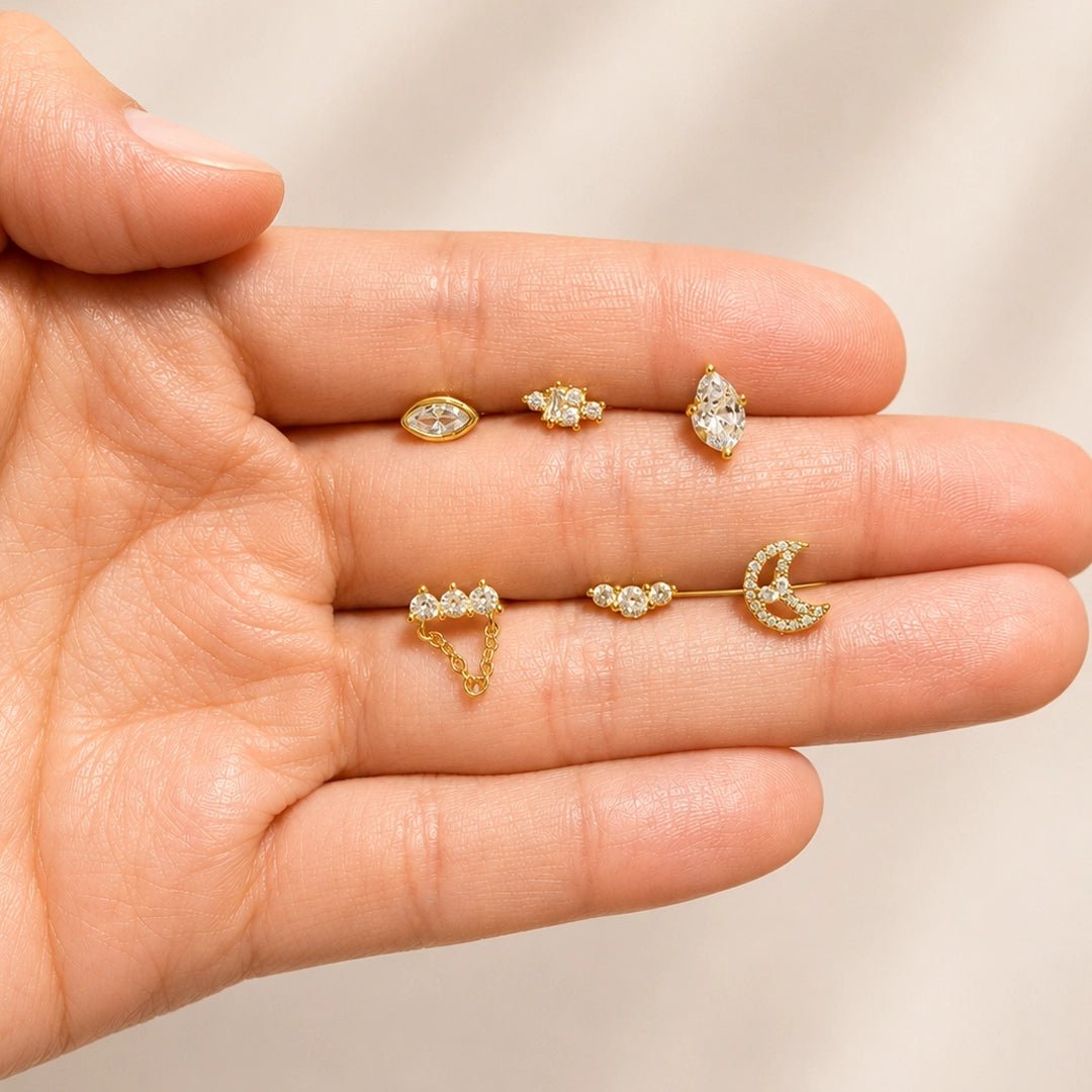 GOLDEN CRESCENT GLOW PIERCING - ARETES - Malandra Jewelry - ZTA34-EGD1965