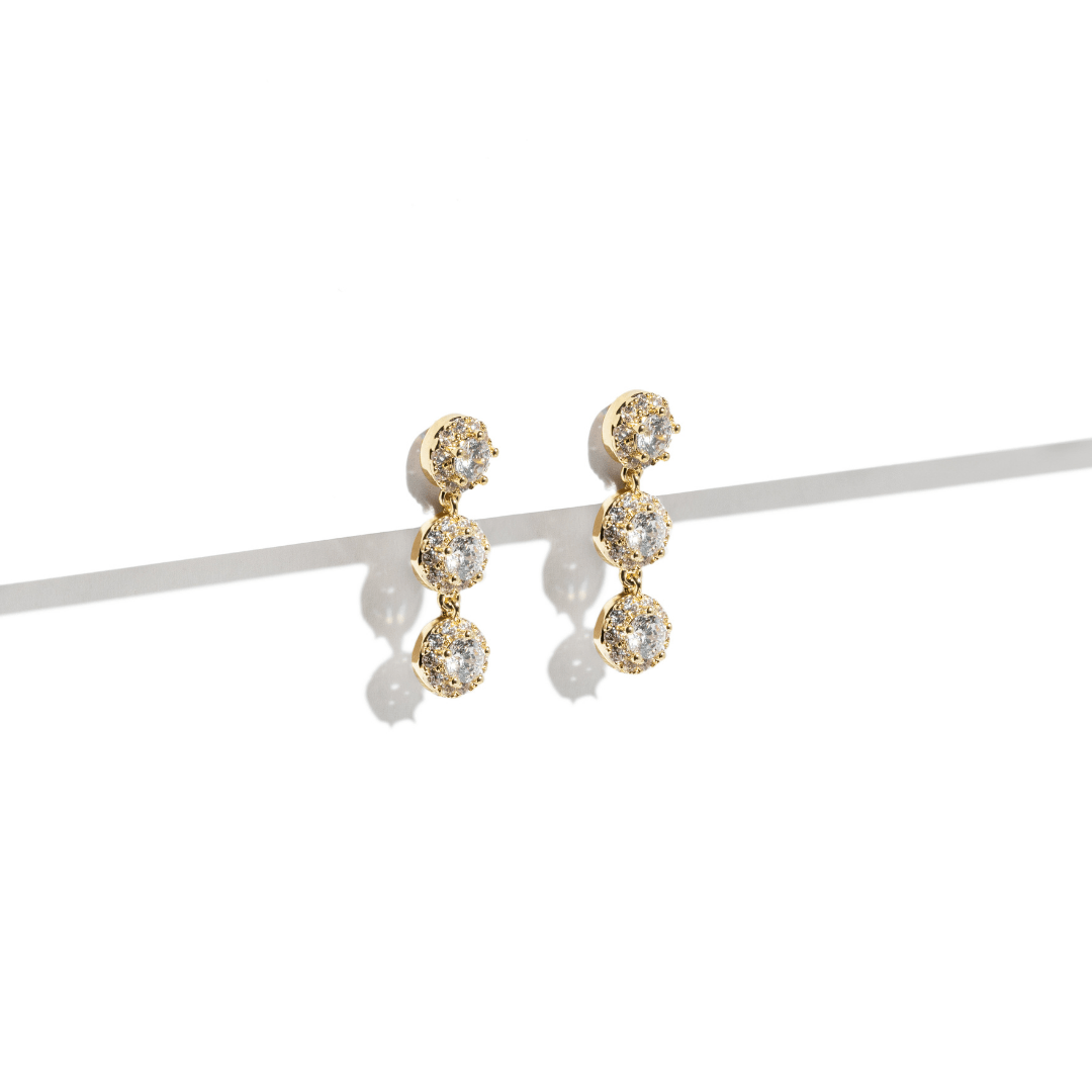 GOLDEN CRYSTAL FALL EARRINGS - ARETES - Malandra Jewelry - ZWA66 - QX04281