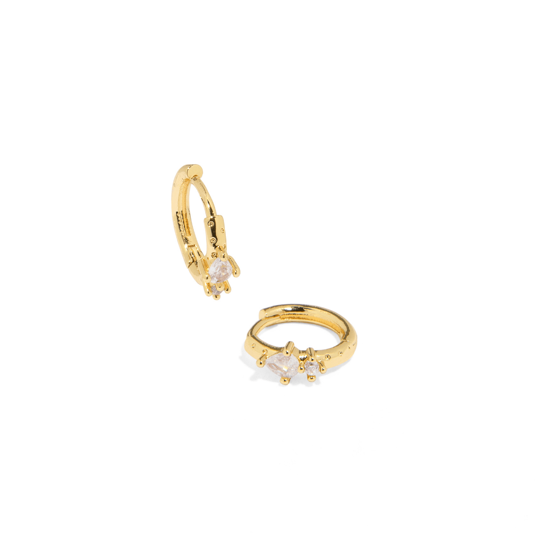 GOLDEN CRYSTAL TEARDROP HUGGIES - ARETES - Malandra Jewelry - FBA421 - JAR0310 - 14
