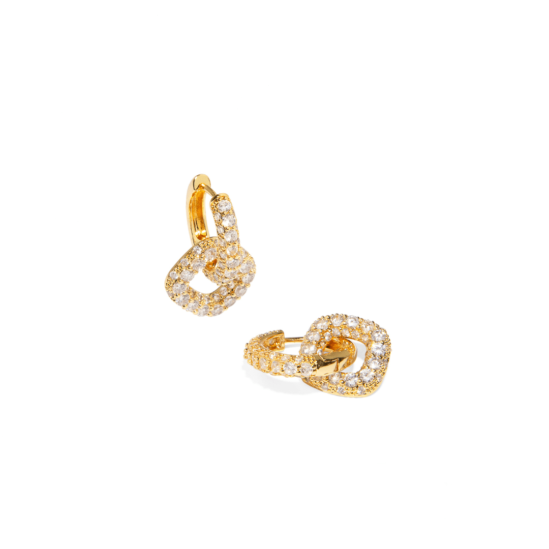 GOLDEN DAZZLE SQUARE HOOPS - ARETES - Malandra Jewelry - EZA9 - VE917