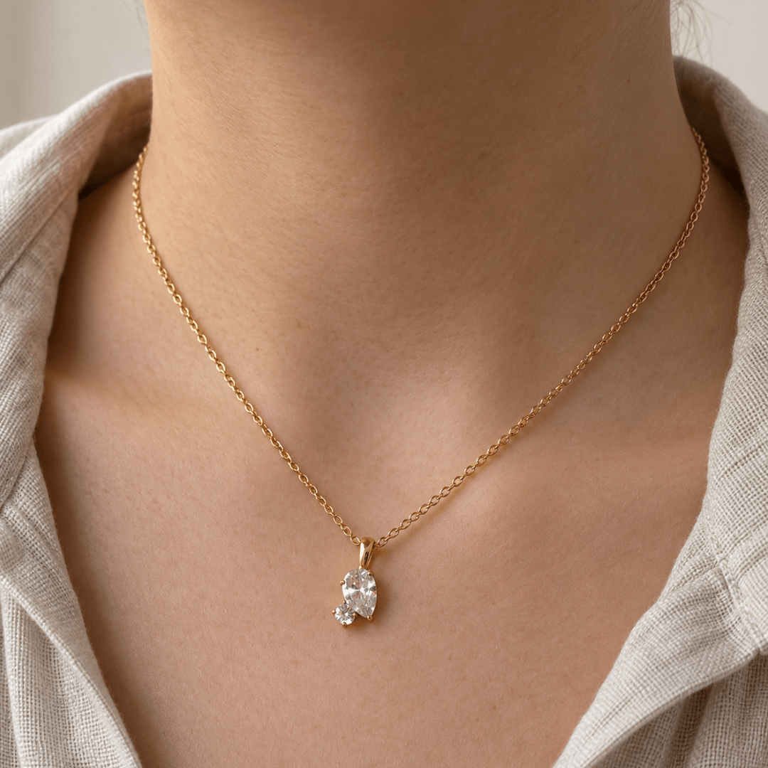 Golden Dewdrop Duo Necklace - COLLARES - Malandra Jewelry - EUWC652-JDN0306125
