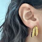 GOLDEN DOUBLE WAVE EARRINGS - ARETES - Malandra Jewelry - FBA404 - AAR0119 - DO