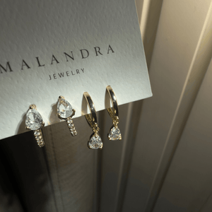 Golden Drops Earrings Set - ARETES - Malandra Jewelry - ZYA27