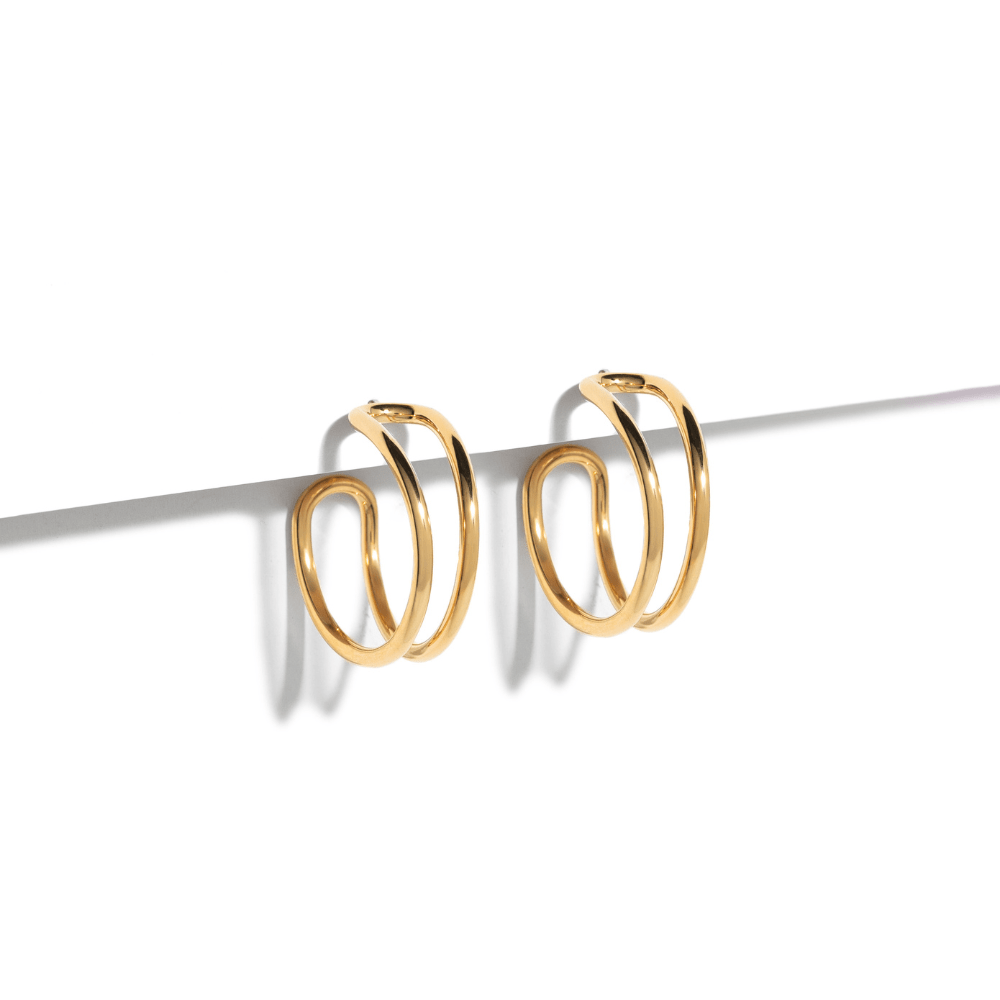 GOLDEN EDGE HOOPS - ARETES - Malandra Jewelry - EVFA59-EBR0101G