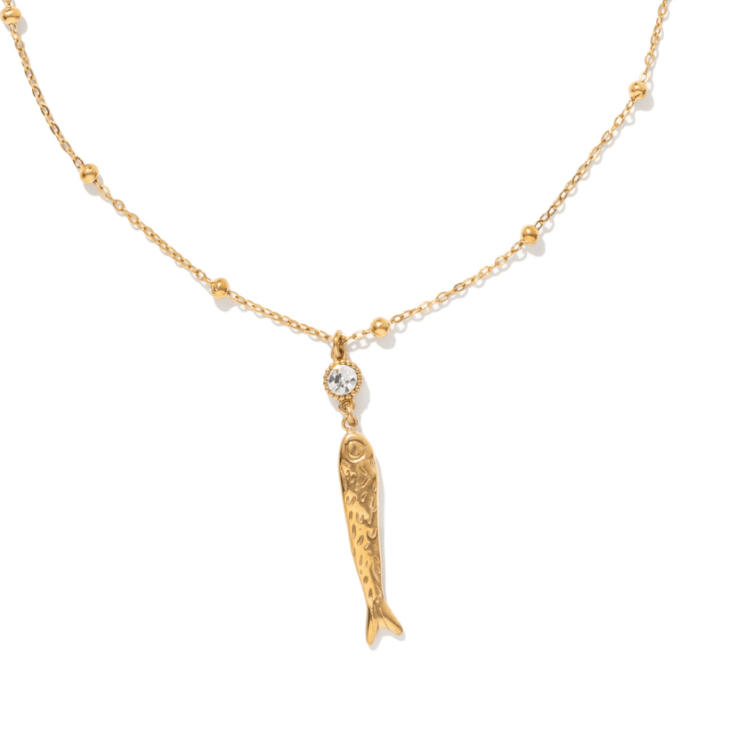 GOLDEN FISH BEADED NECKLACE - COLLARES - Malandra Jewelry - EUWC408-JDN0212212