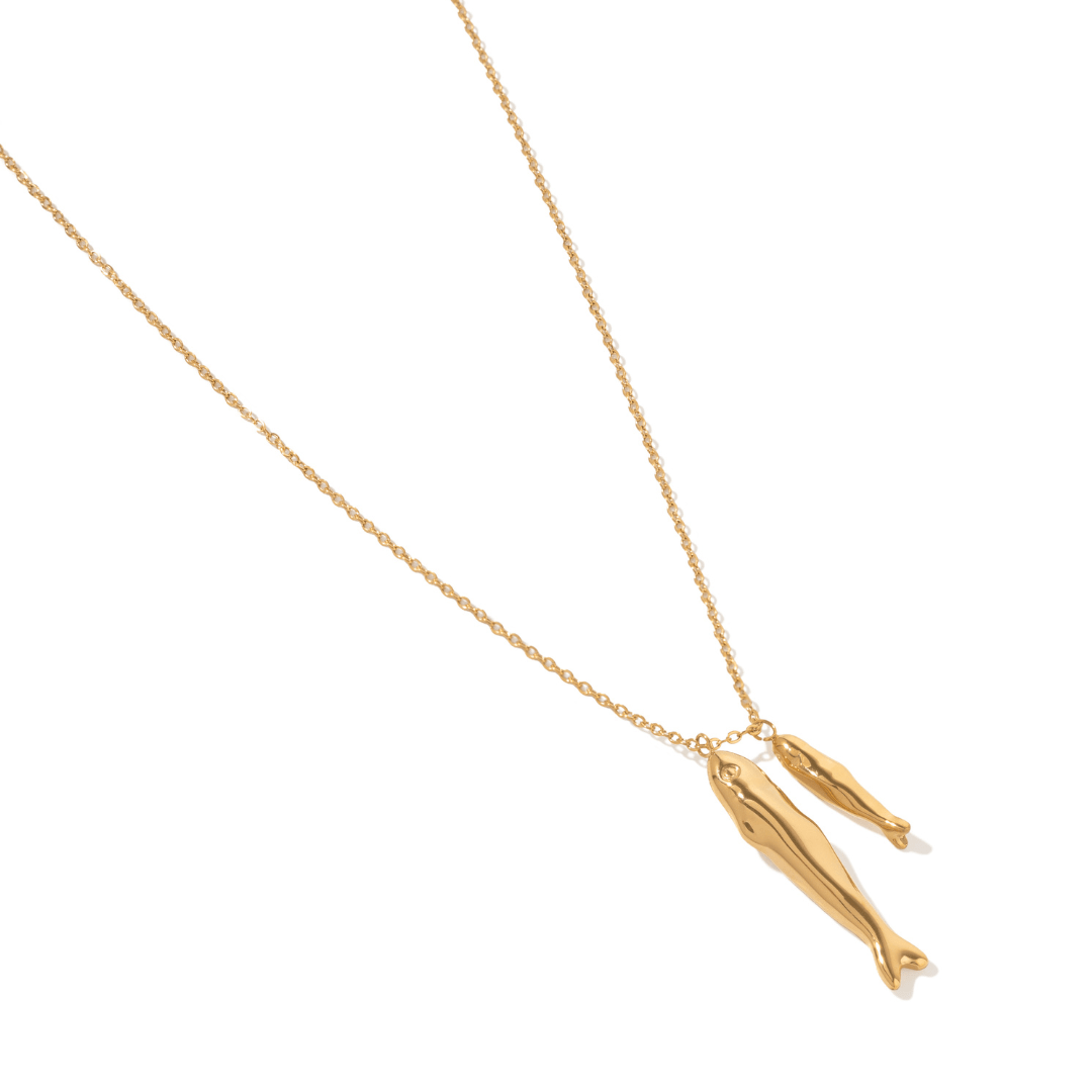 Golden Fish Duo Necklace - COLLARES - Malandra Jewelry - EUWC622-JDN0203012