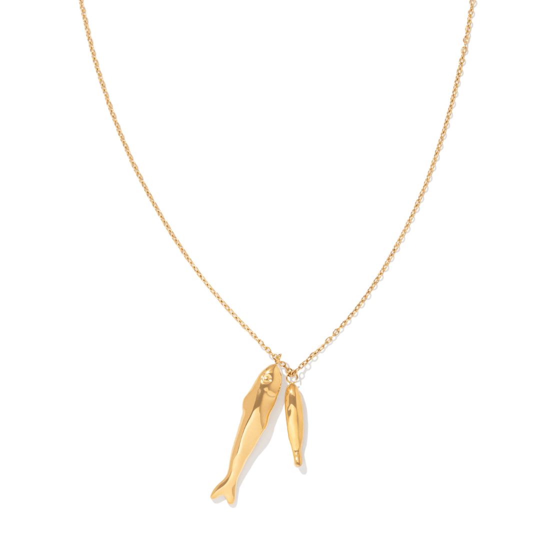 Golden Fish Duo Necklace - COLLARES - Malandra Jewelry - EUWC622-JDN0203012
