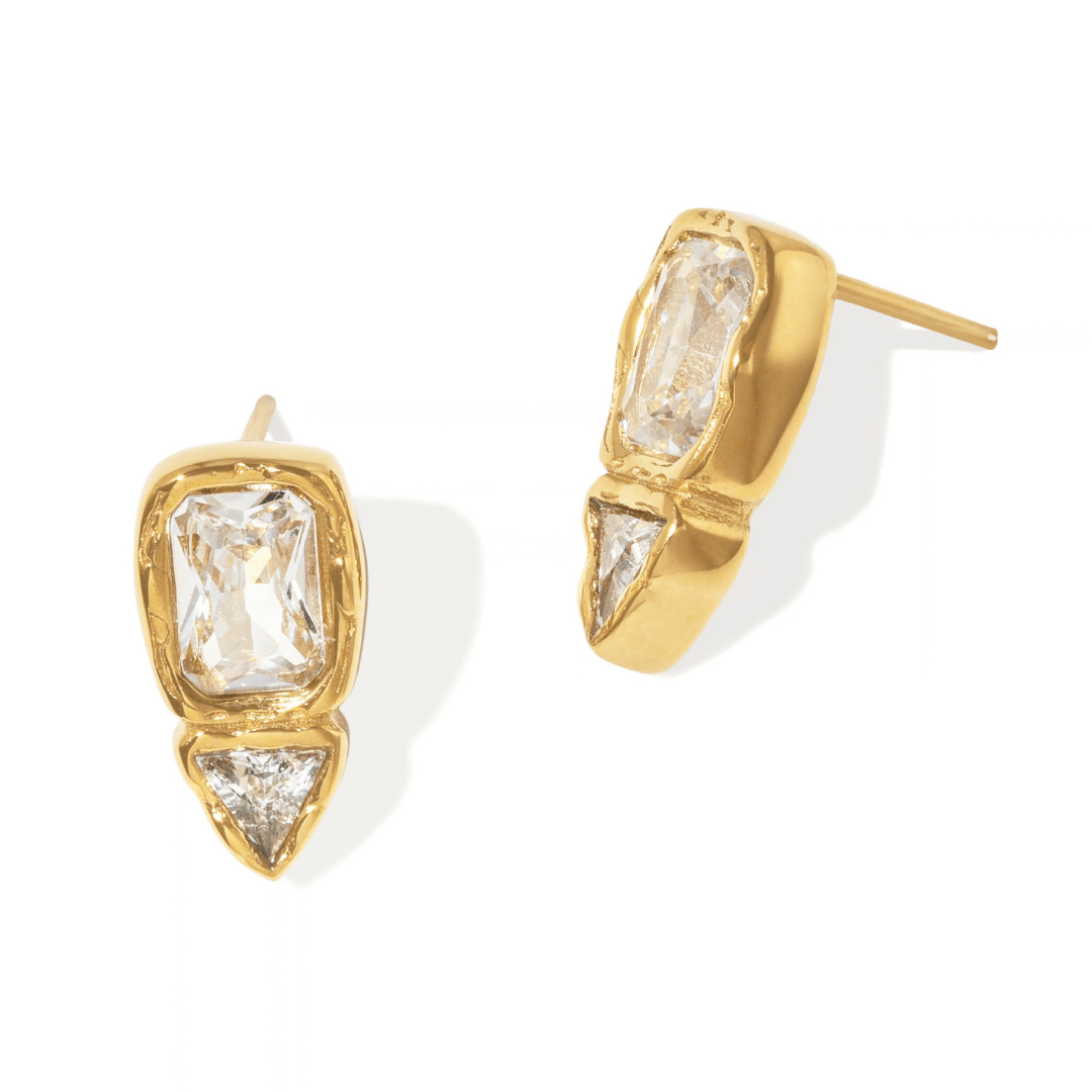 Golden Geo Frame Earrings - ARETES - Malandra Jewelry - EUWA650-JDE0305343