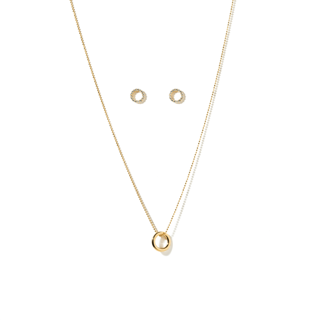 GOLDEN GLEAM CIRCLE GIFT SET - SETS DE REGALO - Malandra Jewelry - SET108 - VCC107.D/VCD83.D/VCA173