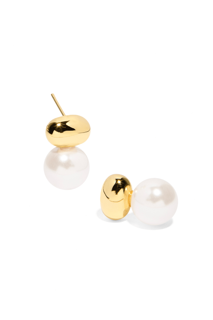 GOLDEN GLOW PEARL EARRINGS - ARETES - Malandra Jewelry - ZOA7 - N16475IOZB