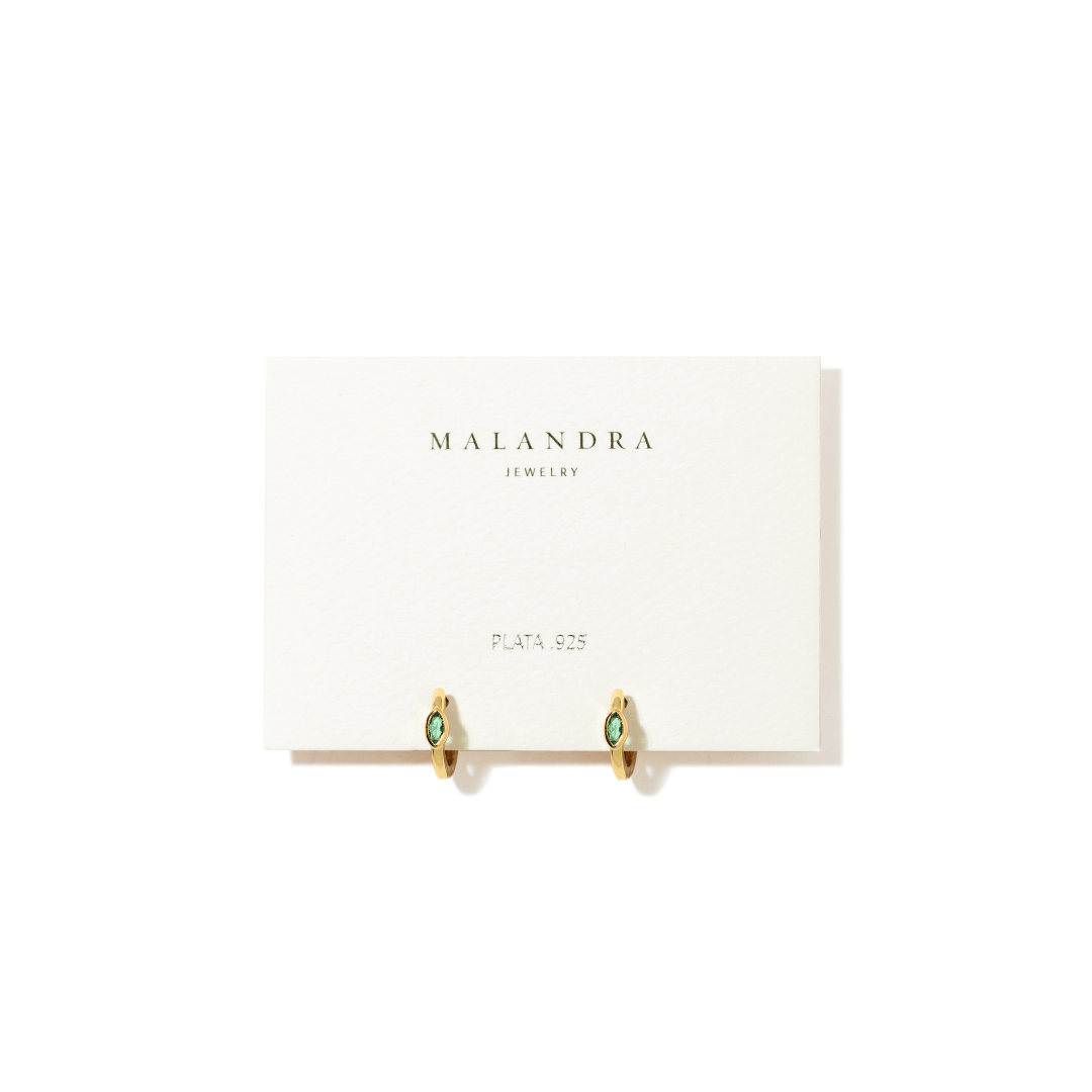 GOLDEN GREEN MILANO HOOPS - ARETES - Malandra Jewelry - EAWA119.V-MME0131 Gold green