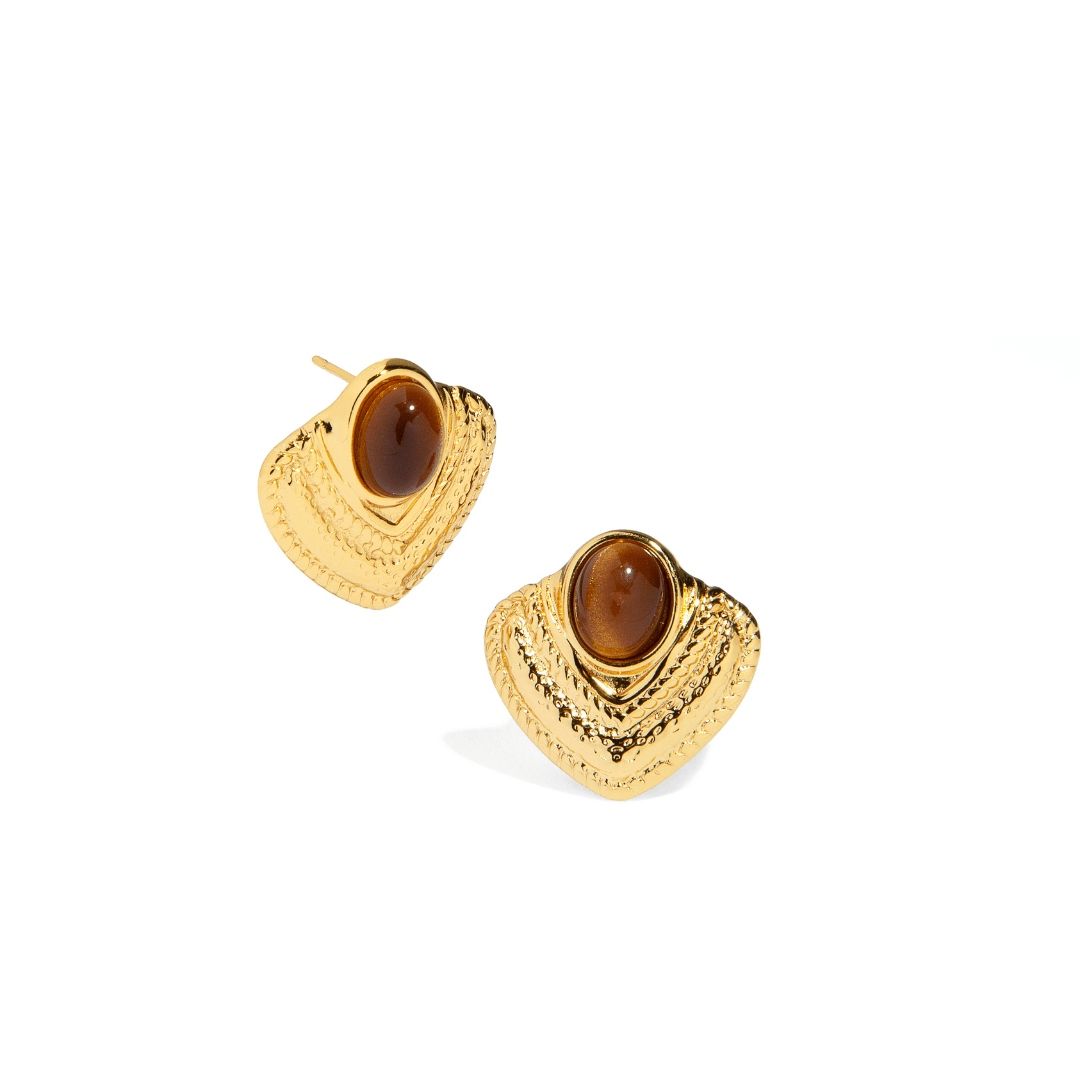 GOLDEN HAZEL STUDS - ARETES - Malandra Jewelry - ZZA11 - E02679J