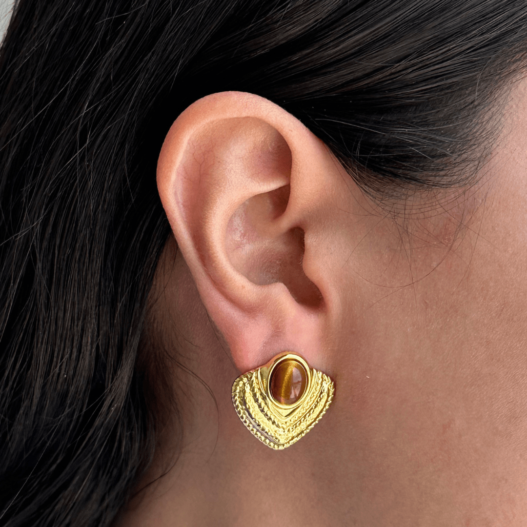 GOLDEN HAZEL STUDS - ARETES - Malandra Jewelry - ZZA11 - E02679J