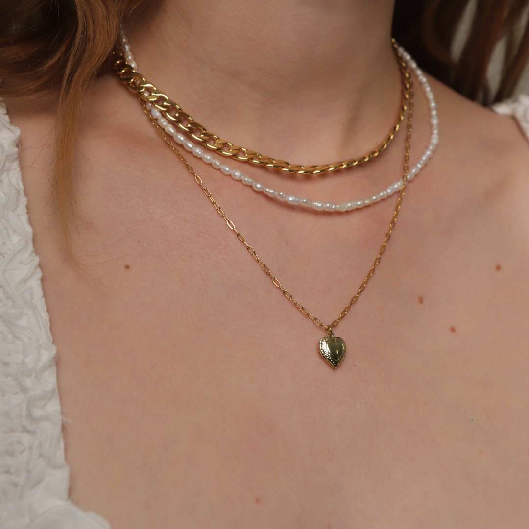GOLDEN HEART LOCKET - COLLARES - Malandra Jewelry - TC1720