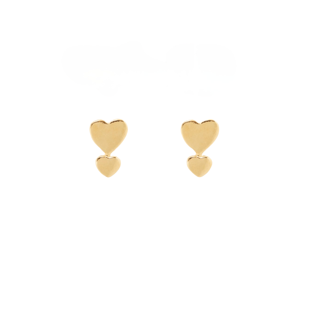 GOLDEN HEART STUDS - ARETES - Malandra Jewelry - VCA137 - 3951