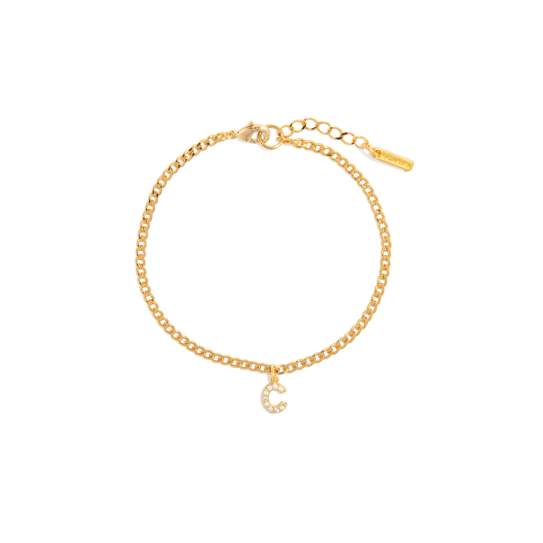 GOLDEN INITIAL LINK BRACELET - PULSERAS - Malandra Jewelry - TP1841.A
