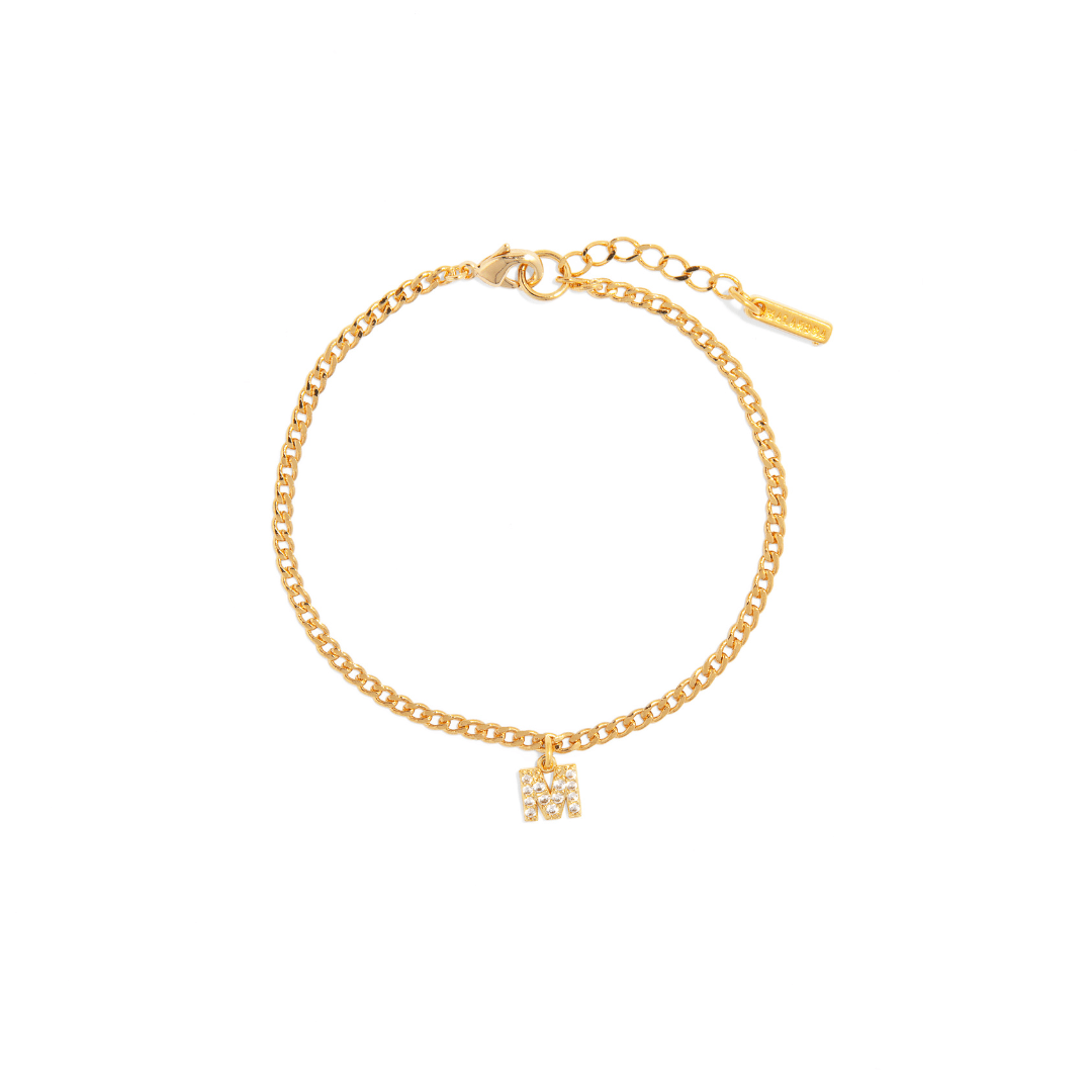 GOLDEN INITIAL LINK BRACELET - PULSERAS - Malandra Jewelry - TP1841.M