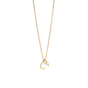 GOLDEN INITIAL PEARL NECKLACE - COLLARES - Malandra Jewelry - TC2001.A