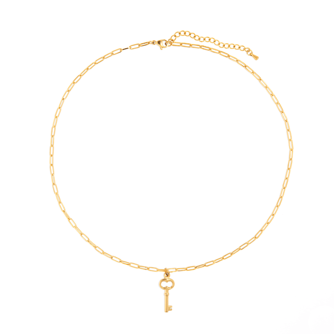 GOLDEN KEY NECKLACE - COLLARES - Malandra Jewelry - XBC151 - WSN00007 GD