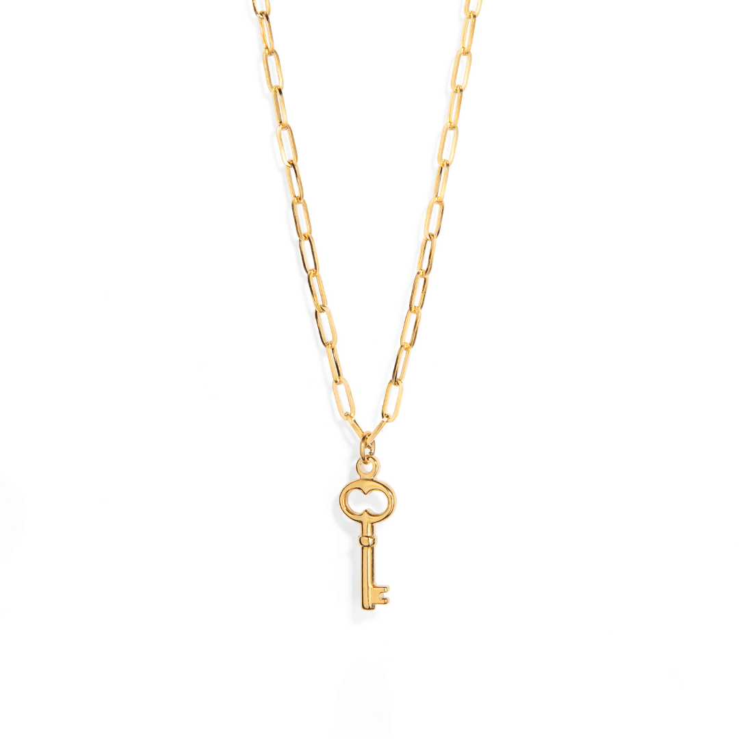 GOLDEN KEY NECKLACE - COLLARES - Malandra Jewelry - XBC151 - WSN00007 GD