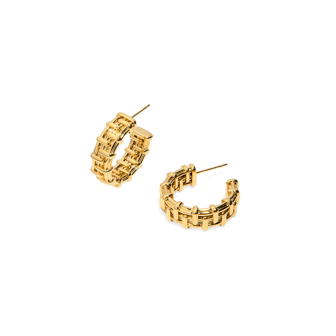 GOLDEN LADDER BOLD HOOPS - ARETES - Malandra Jewelry - EVFA30 - 0773 - 0036B