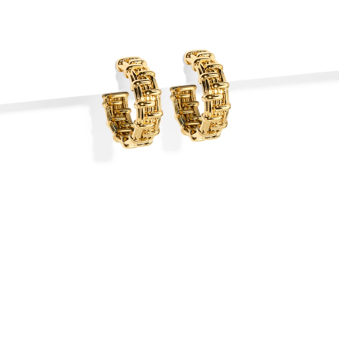GOLDEN LADDER BOLD HOOPS - ARETES - Malandra Jewelry - EVFA30 - 0773 - 0036B