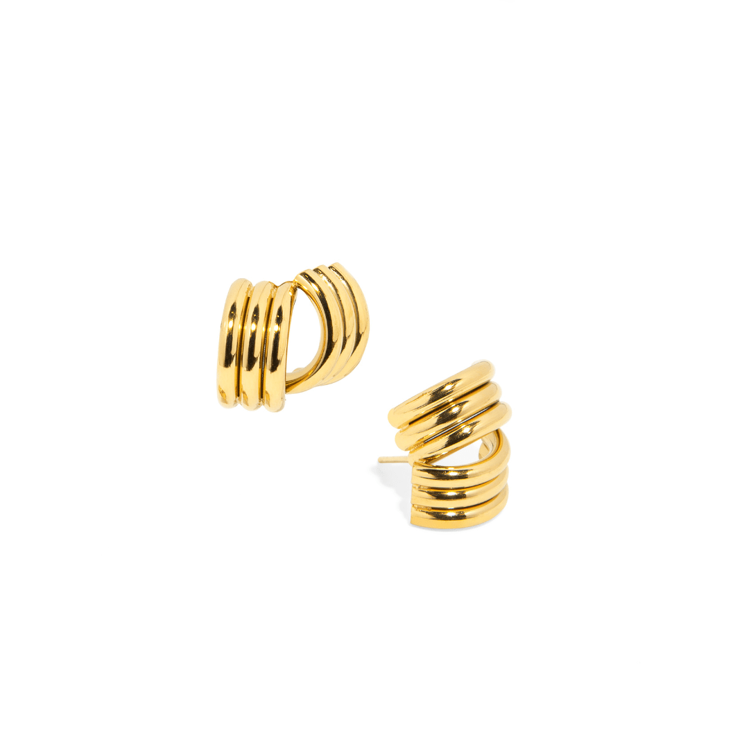 GOLDEN LINES EARRINGS - ARETES - Malandra Jewelry - AA1425 - E53487