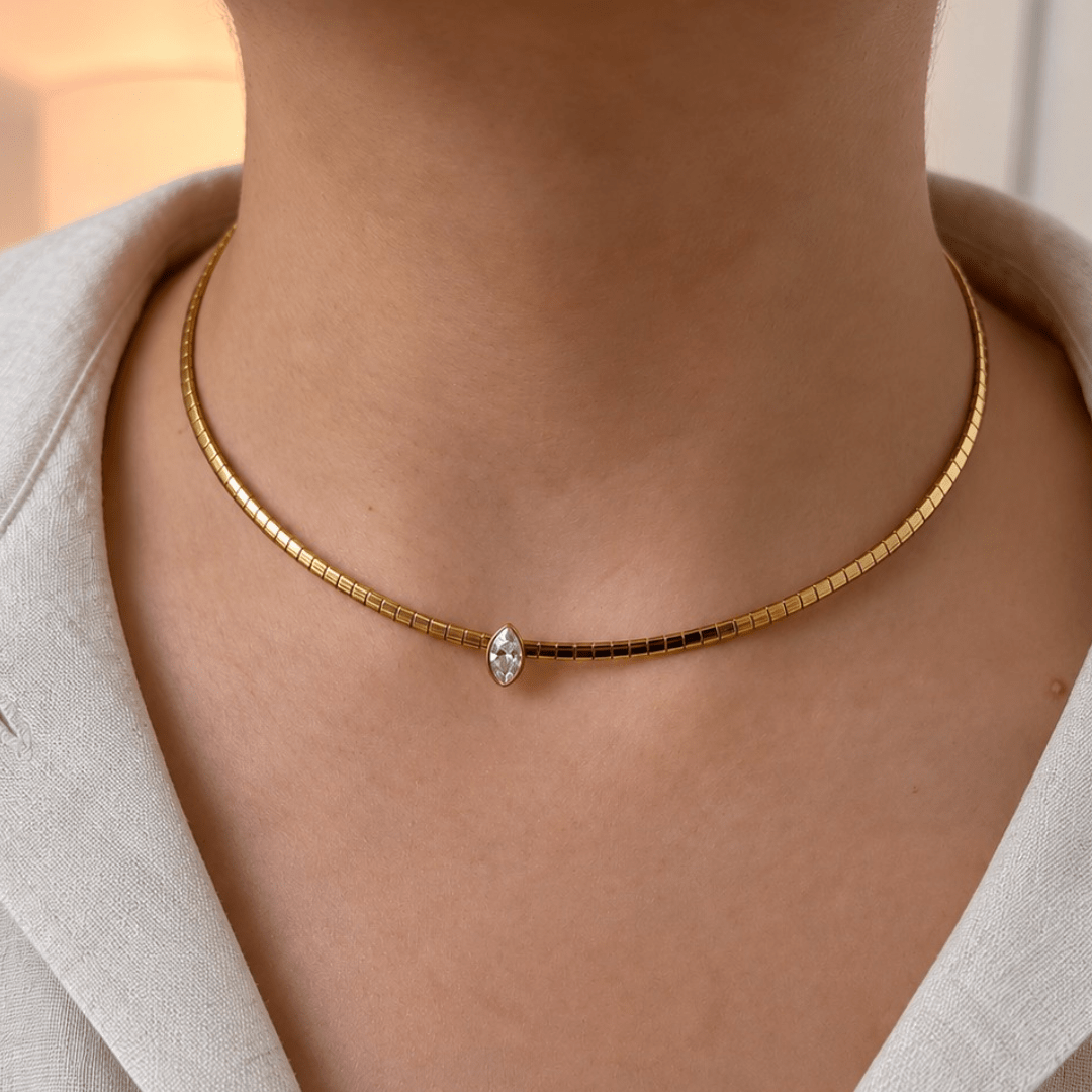 Golden Luxe Marquise Choker - COLLARES - Malandra Jewelry - EUWC646-JDN0106057
