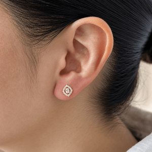 Golden Mid Halo Studs - ARETES - Malandra Jewelry - ZWA194-QX08573YN