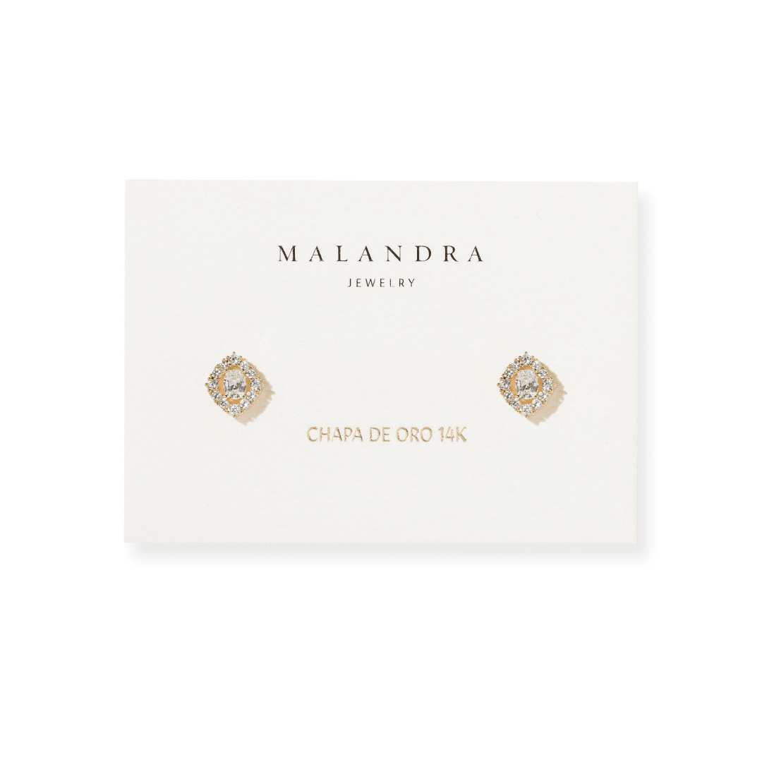 Golden Mid Halo Studs - ARETES - Malandra Jewelry - ZWA194-QX08573YN