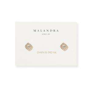 Golden Mid Halo Studs - ARETES - Malandra Jewelry - ZWA194-QX08573YN