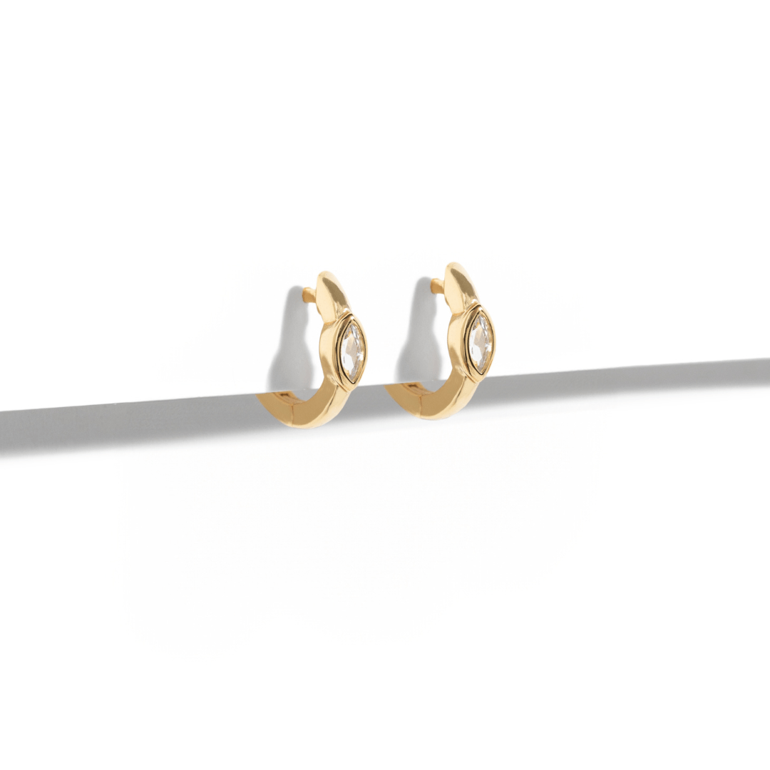 GOLDEN MILANO DROP HOOPS - ARETES - Malandra Jewelry - EAWA119 - MME0131 Gold White