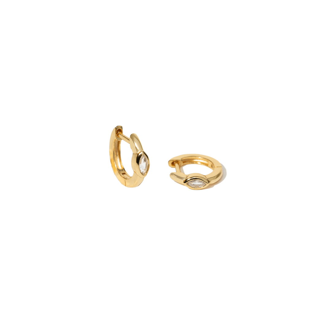 GOLDEN MILANO DROP HOOPS - ARETES - Malandra Jewelry - EAWA119 - MME0131 Gold White