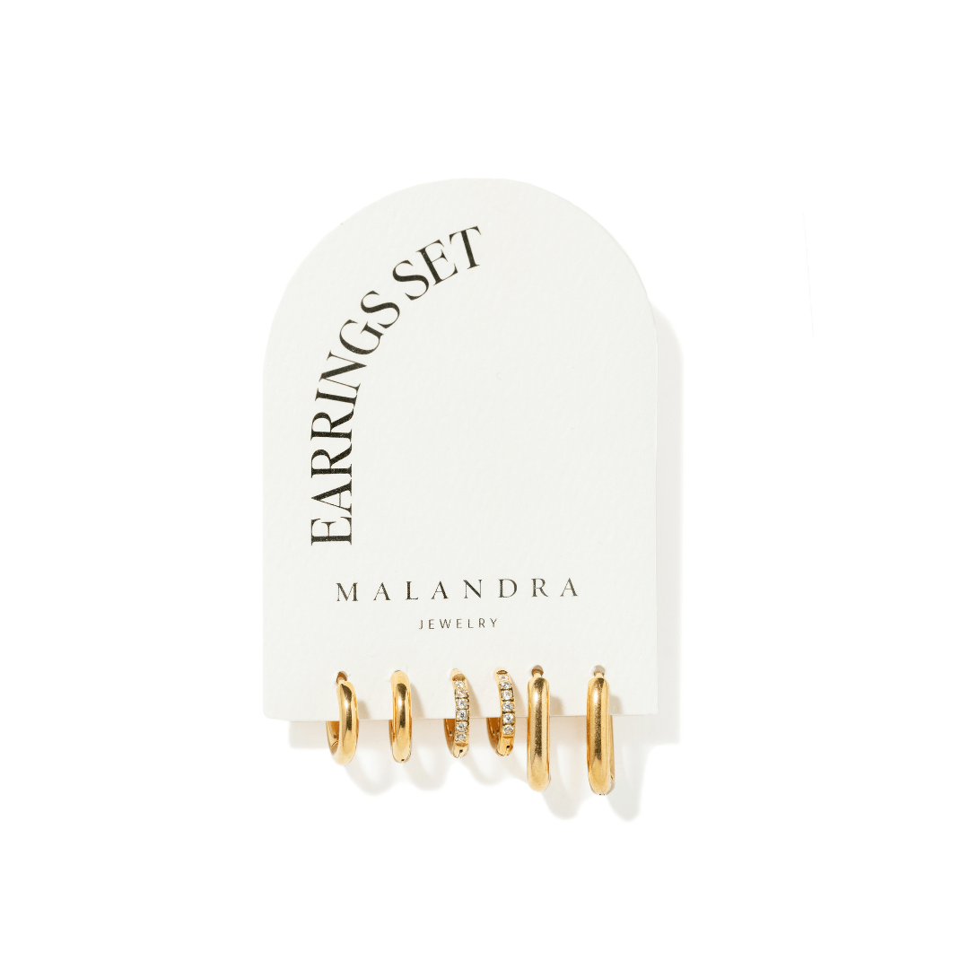 GOLDEN MIX EARRINGS SET - ARETES - Malandra Jewelry - EUWA233 - JDE2409023