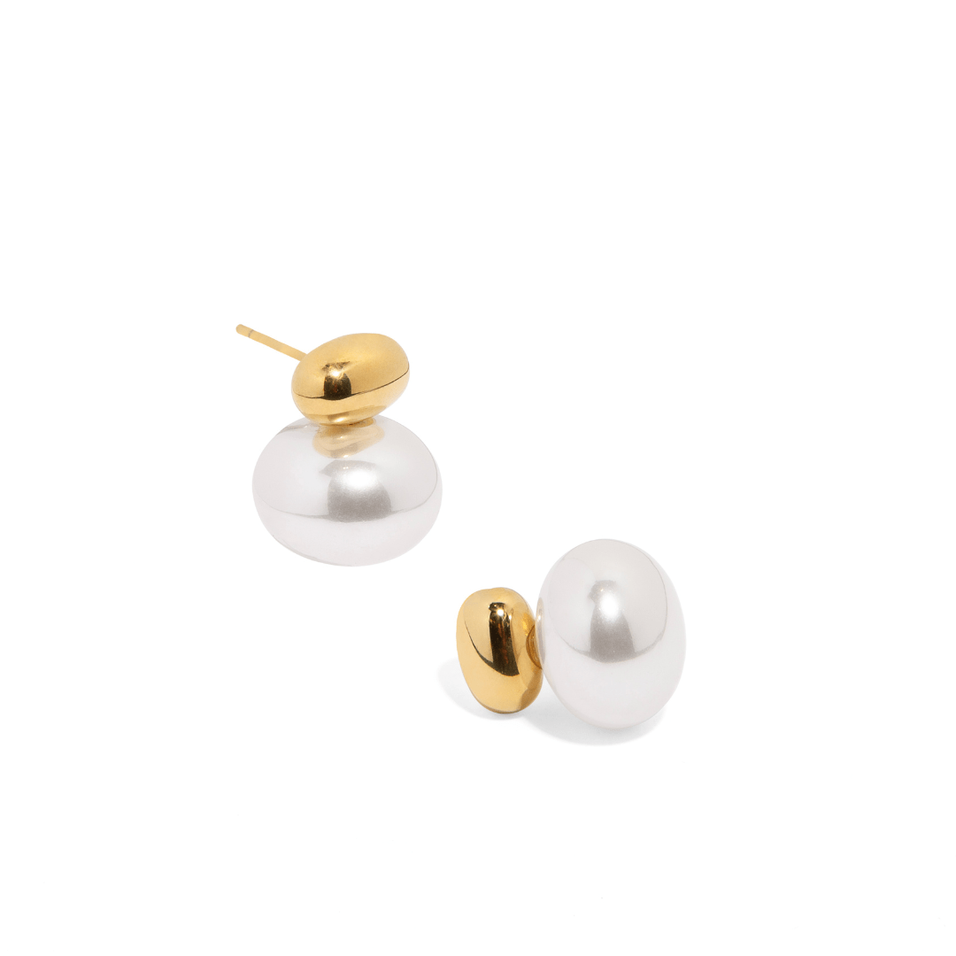 GOLDEN ORB PEARL EARRINGS - ARETES - Malandra Jewelry - EUWA202 - JDE2306058