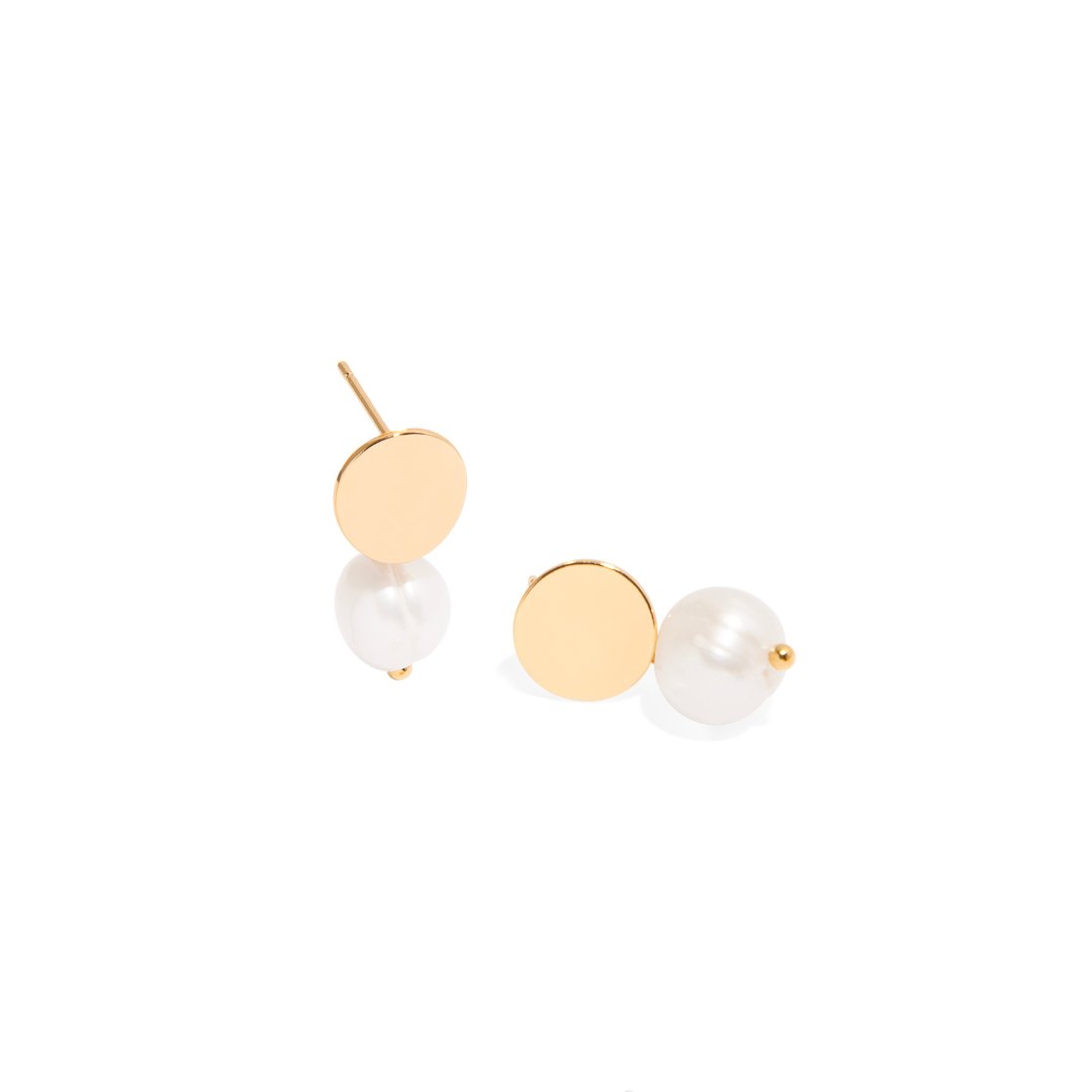 GOLDEN ORBIT PEARL EARRINGS - ARETES - Malandra Jewelry - TA1819