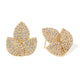 GOLDEN PAVÉ LEAF EARRINGS - ARETES - Malandra Jewelry - EZAA65